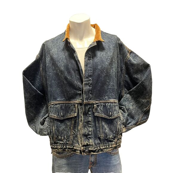 LEVIS Vintage 80s Mens Made In USA Denim Corduroy Trucker Jacket XL EUC - Picture 8 of 11
